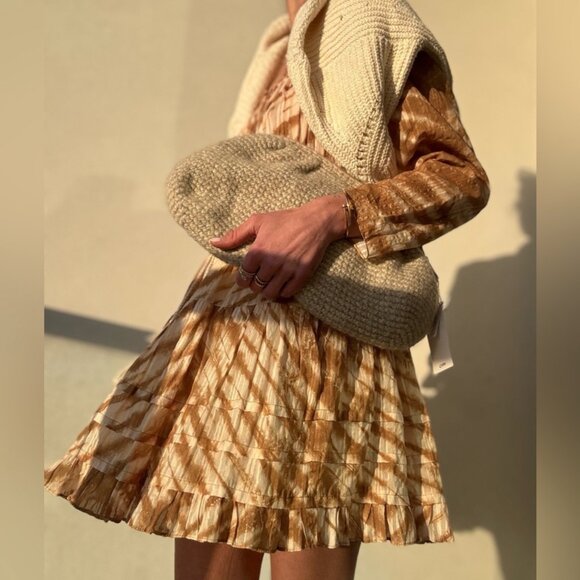 Ulla Johnson Naiara Ruffled Trim Mini Dress in Sand - Picture 3 of 9